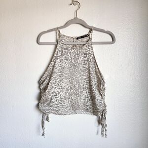 Zara Polka Dot Ruched Sleeveless Blouse Size M